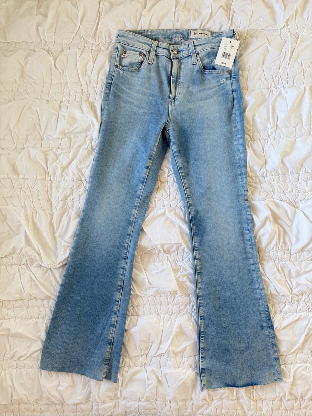 AG Adriano Goldschmied Light Blue Farrah Boot High Rise Fit Flare Jeans